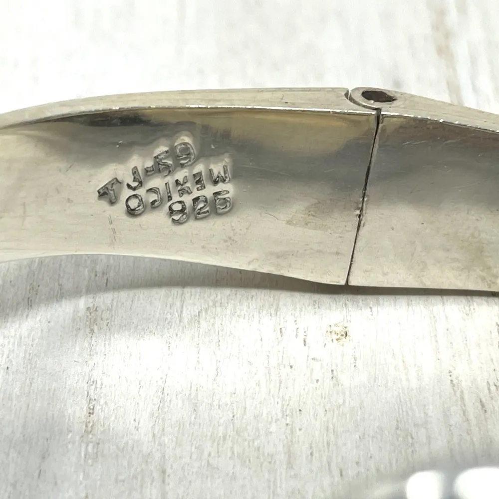 TAXCO Sterling silver, Onyx, Tiger’s Eye hinged bracelet - Image 10