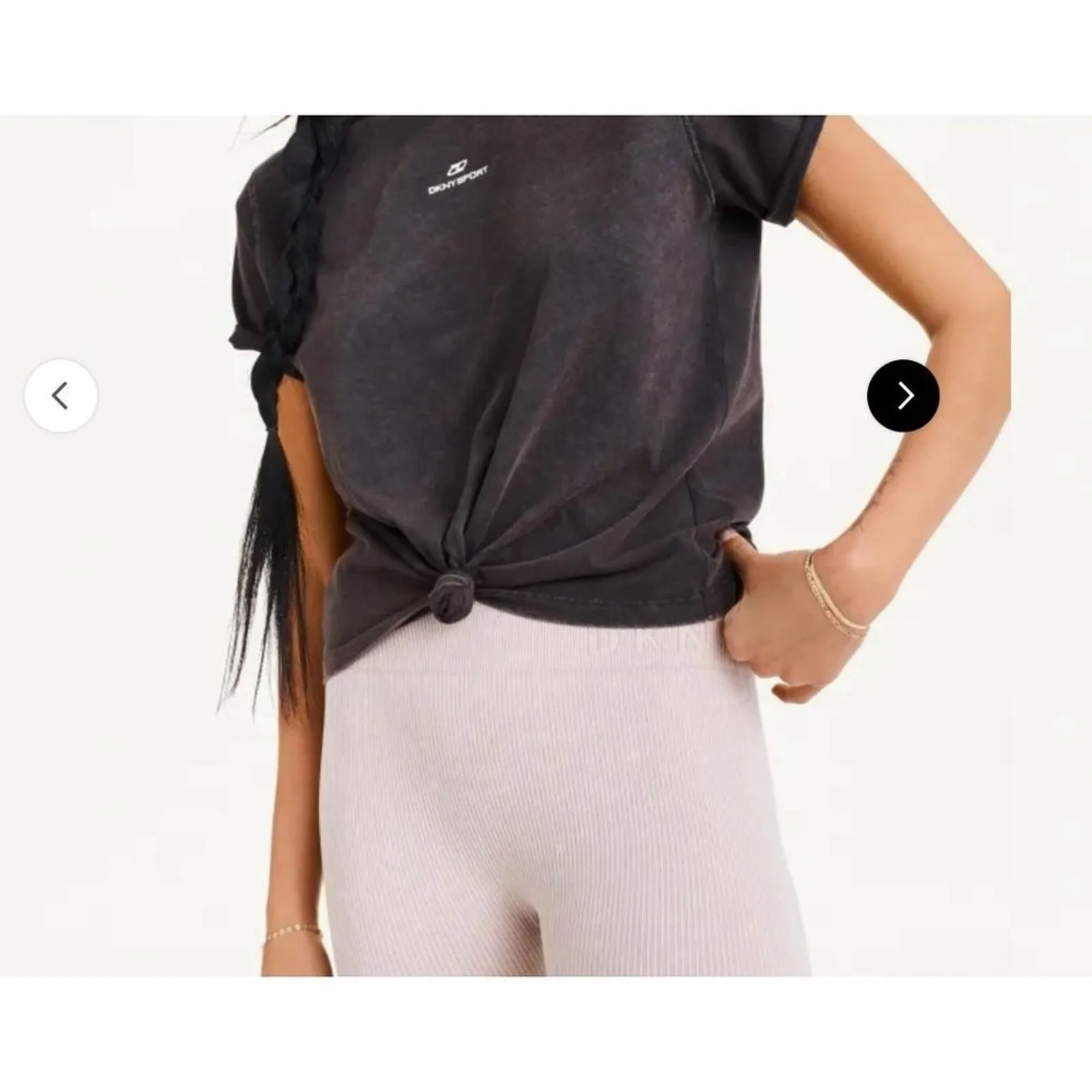 DKNY sz M & L black Knotted athletic‎ top NWT - Image 4