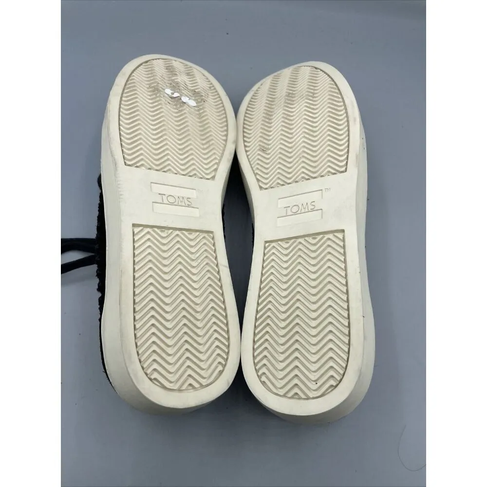 TOMS Black Suede Leather Lace Up Sneakers Women’s Shoes‎ 9.5 Casual Comfort - Image 8