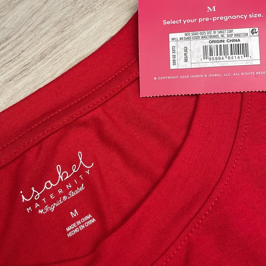 NWT Isabel Maternity Red with White Letters Santa Baby Long Sleeve Crew Neck Tee Size undefined - Image 5