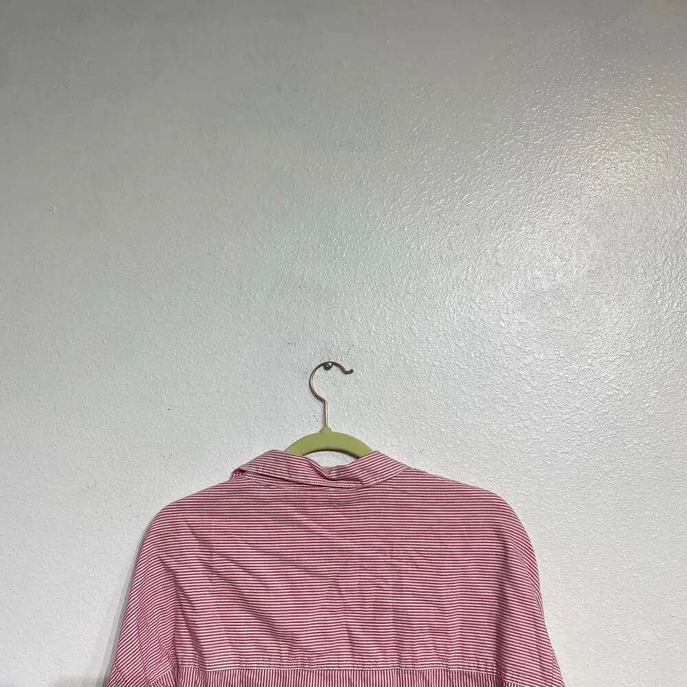 Free People Pink Striped Cropped Long Sleeve Blouse Sz XS - Image 6