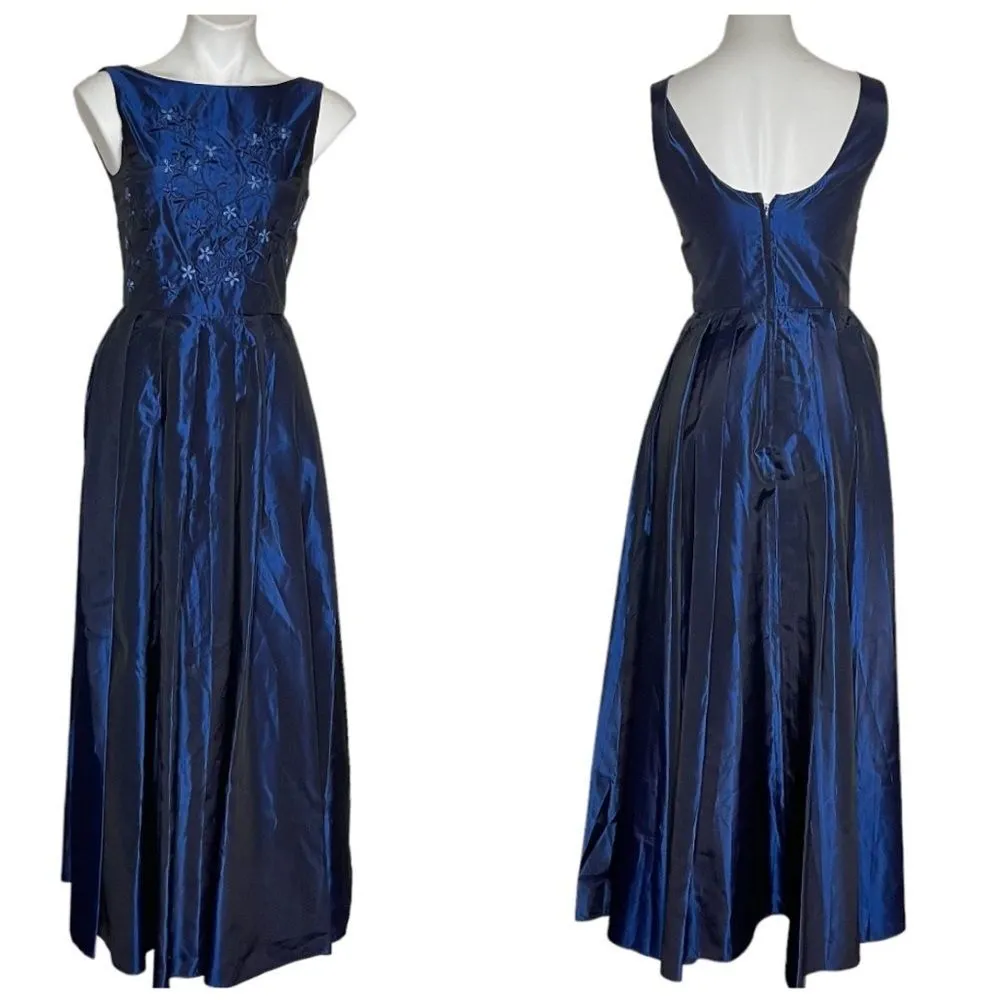 SCOTT McCLINTOCK Gown Long Maxi Dress Formal Embroidered Sleeveless Blue Size 6 - Image 11
