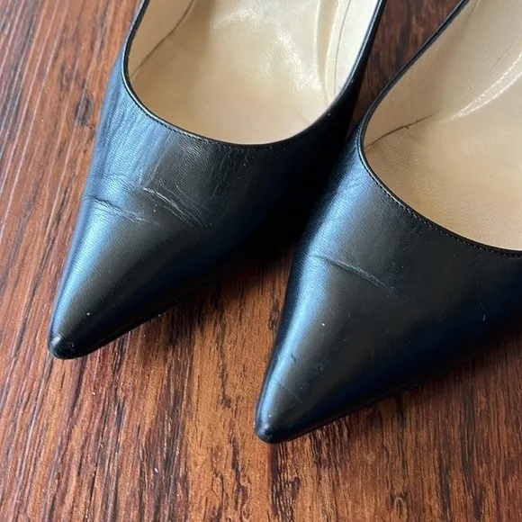 Jimmy Choo Black Chic Edgy Feminine Professional Sleek Leather Pumps Size 38 - Image 3