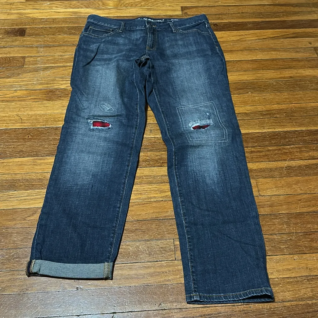 Eddie Bauer Women’s Buffalo Plaid Distressed Jeans, Sz 10 - Image 2