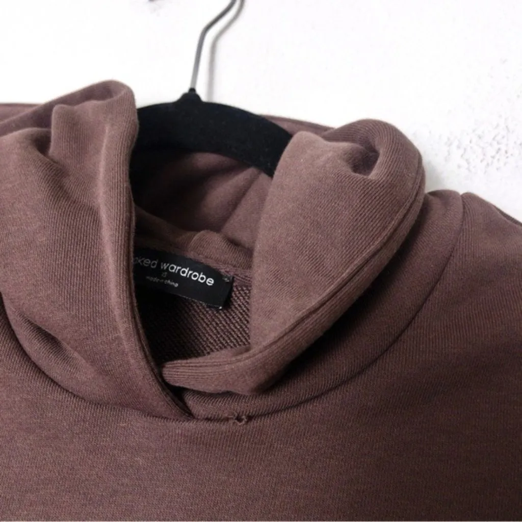 NWT Naked Wardrobe Keep It Chill Hooded Sweatshirt XS Chocolate Oversized Terry - Image 6