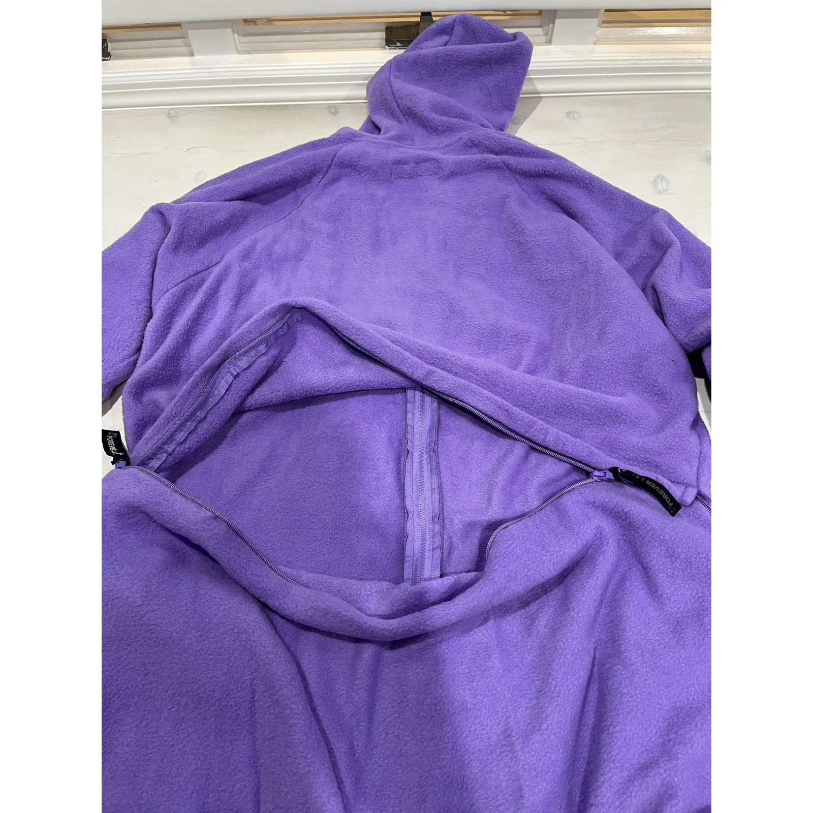 Forever‎ Lazy Onesie Adult S Purple Hooded Footed Pajamas Jumpsuit Loungewear - Image 9