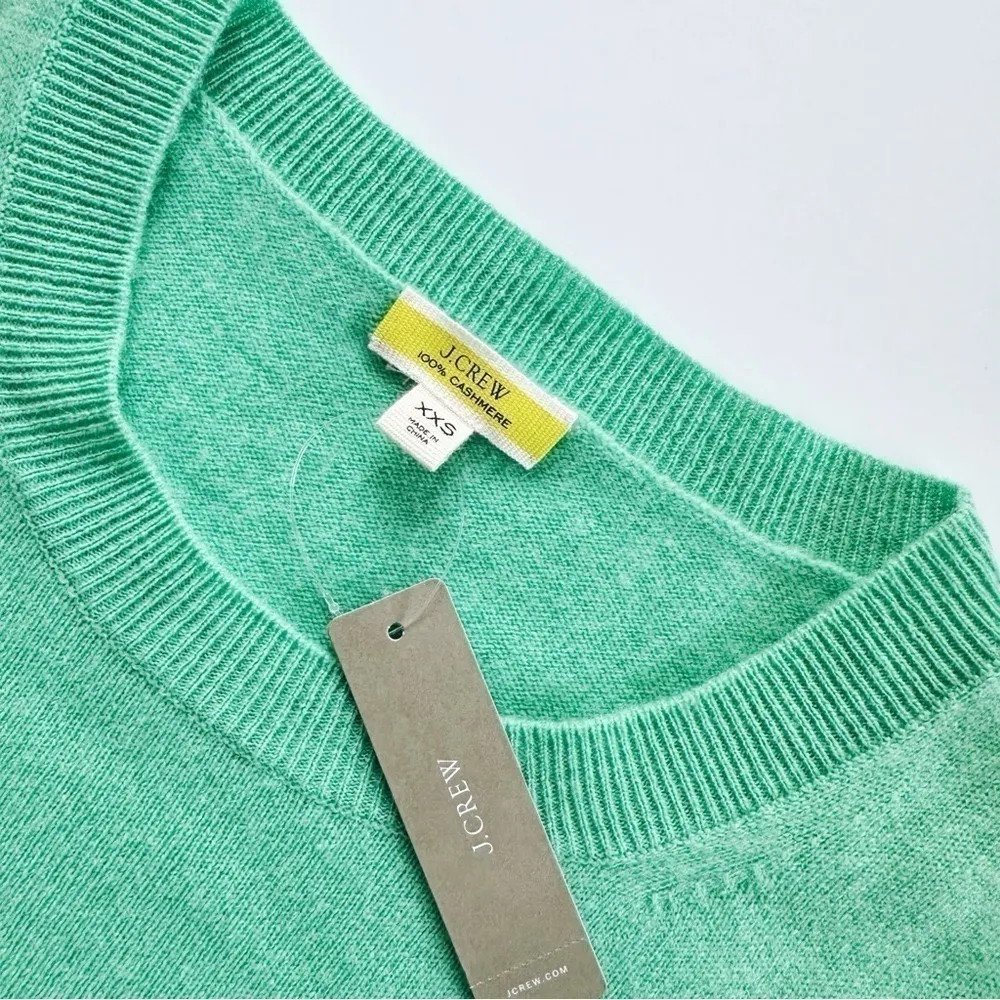 NEW J.Crew Cashmere Classic Fit Mint Green Crew Neck Sweater XXS - Image 7