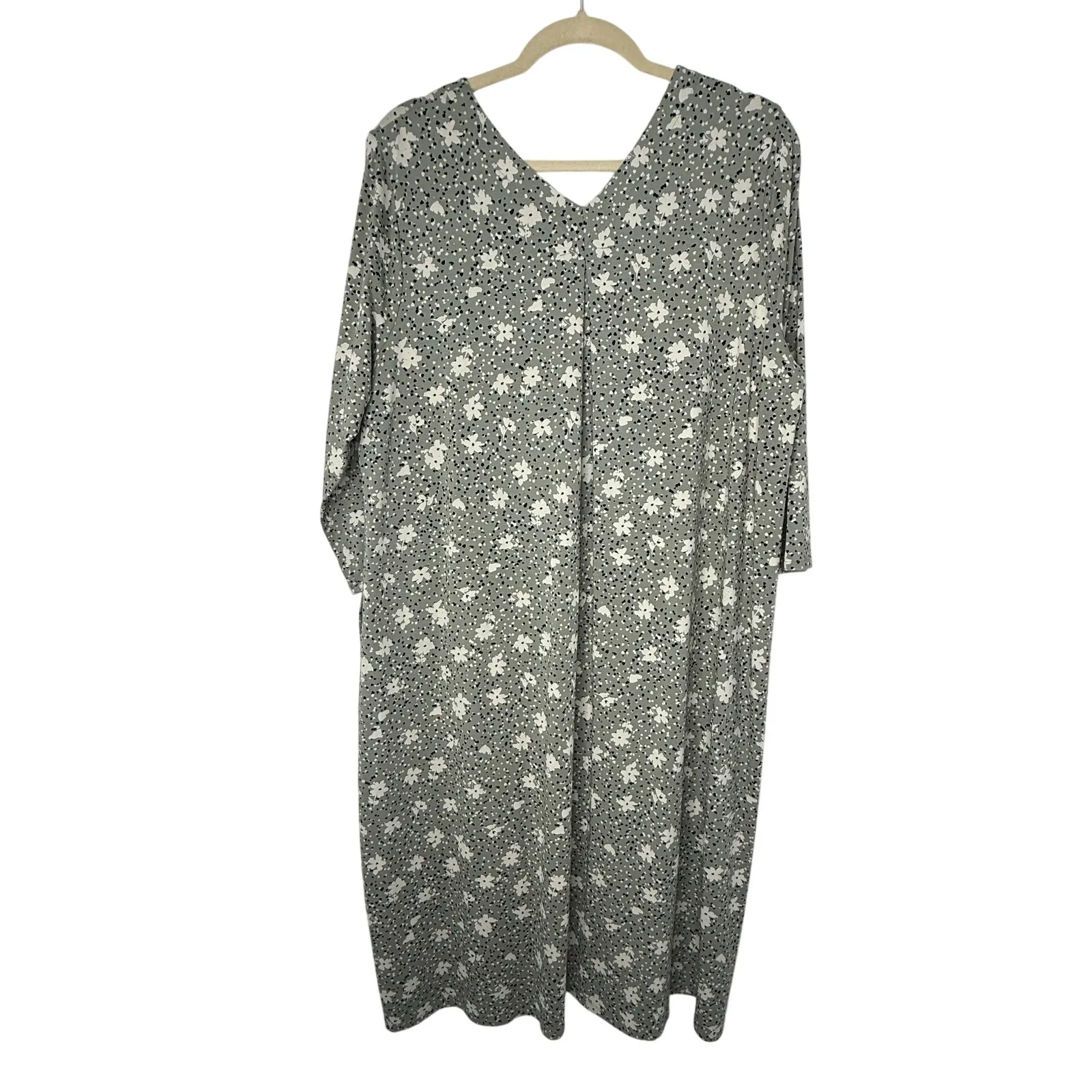 J.Jill Wearever Collection Floral Midi Dress XLT Tall Sage Green Stretch - Image 2