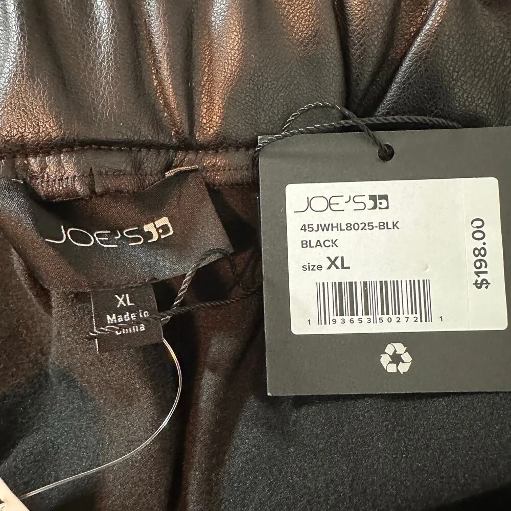 Joe’s Jeans Faux Leather Vegan Korey Leggings Black Size XL Elastic Waist - Image 3