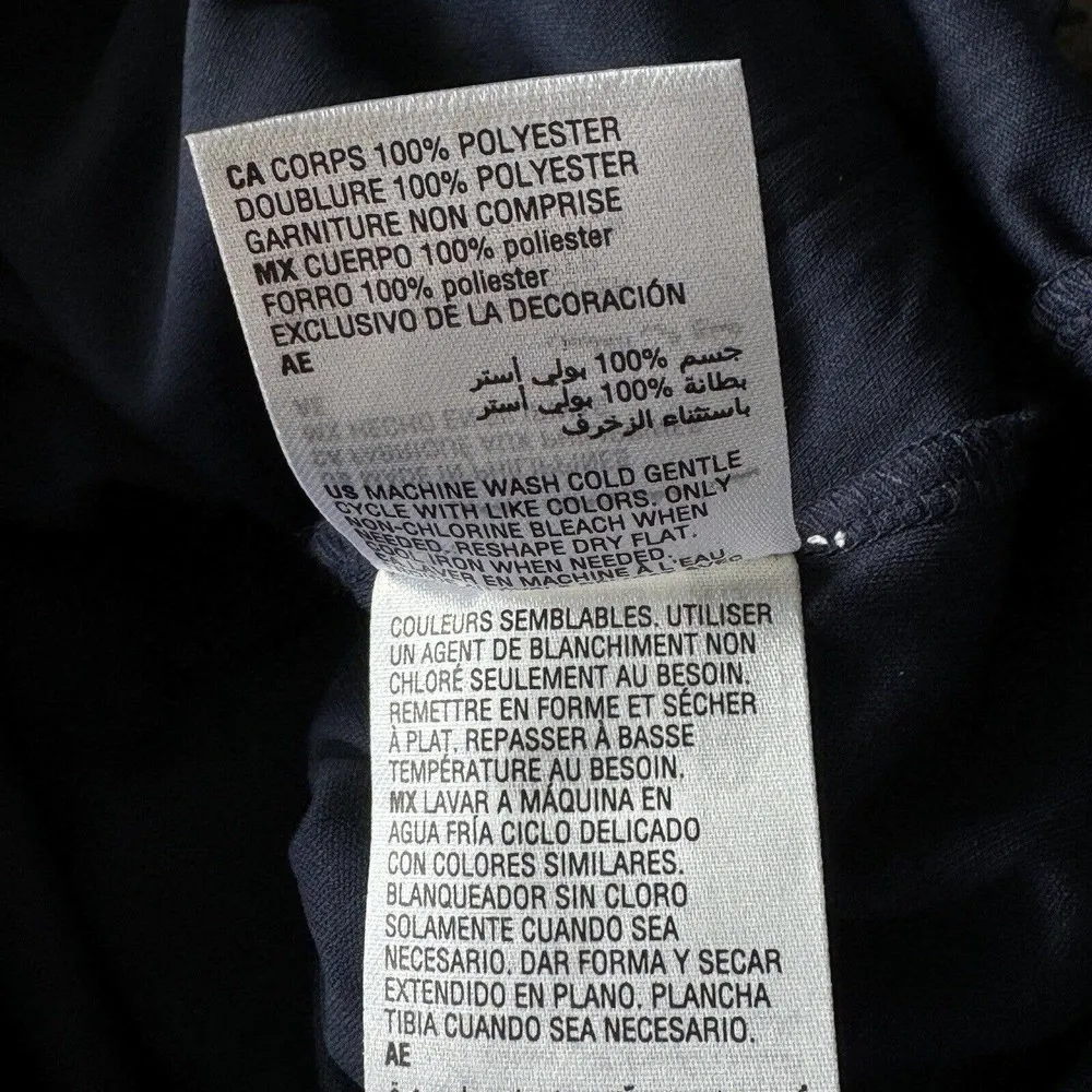 Charter Club Petite Small Mini Shift Dress Floral Lace Stretch V-Neck Navy Blue - Image 9