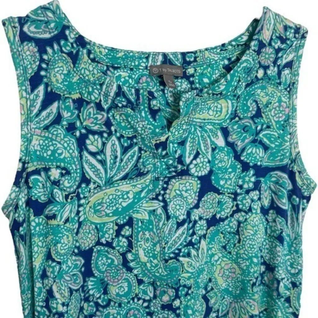 T by Talbots Paisley Floral Mini Dress Resort Vacation Travel Coastal SP - Image 3