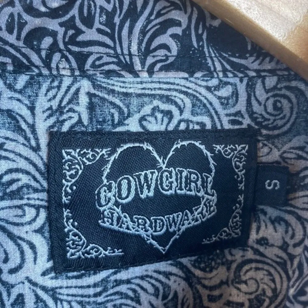 Cowgirl Hardware Black & Gray Pearl Snap Long Sleeve Cowgirl Western Top S - Image 7