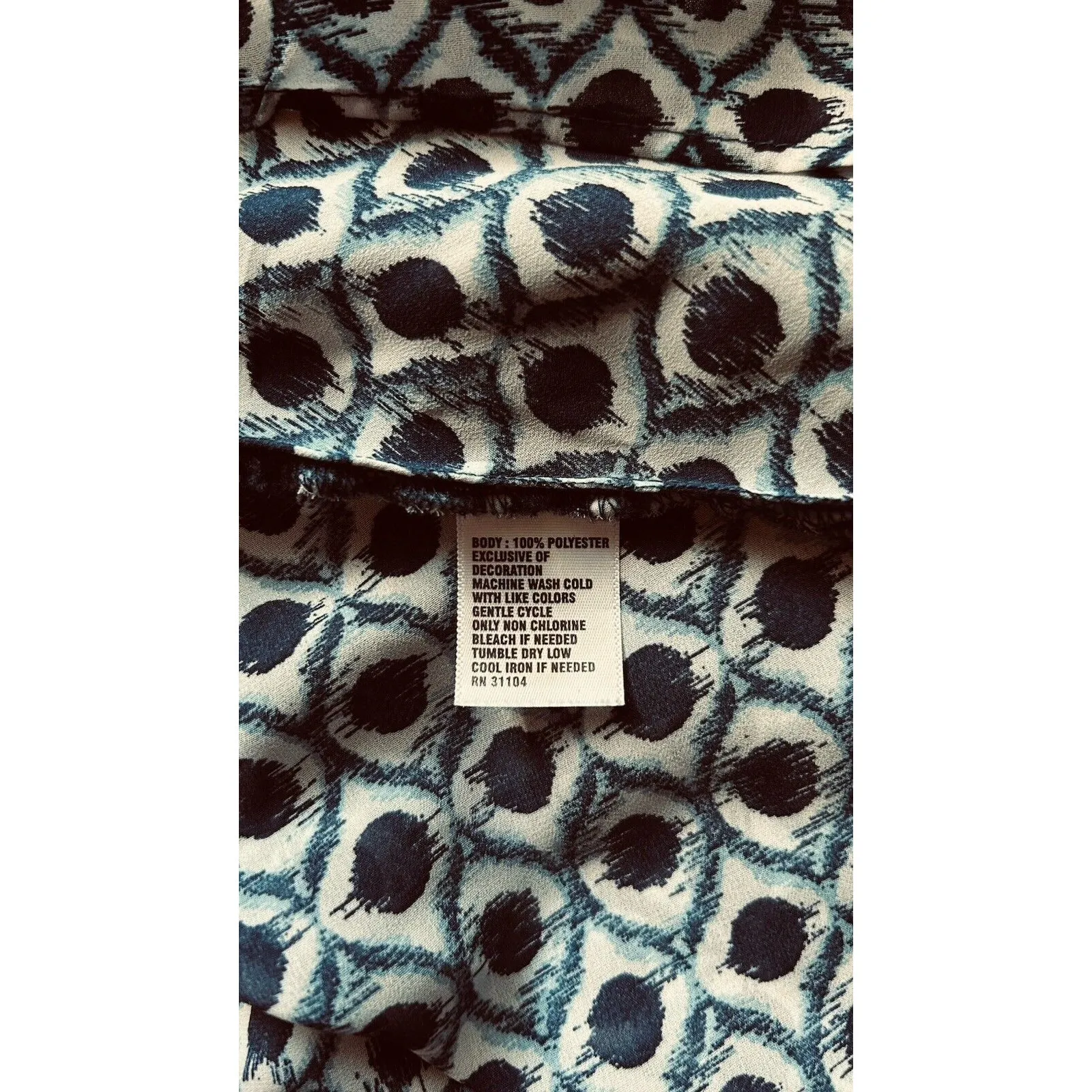 New Directions M Women's Giraffe Print Top Shabby Chic Sheer Coquette Artsy Blue Size M - Image 8