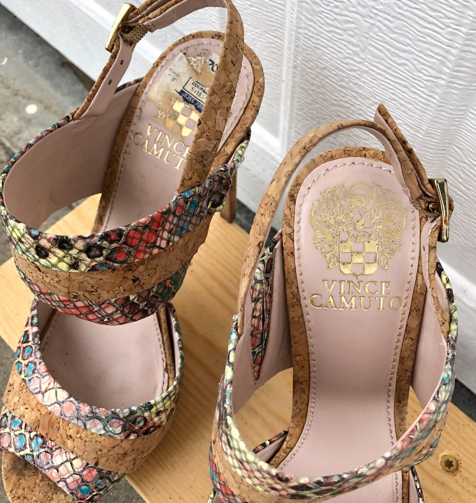 Snakeskin Cork Heel Sandals - Image 5