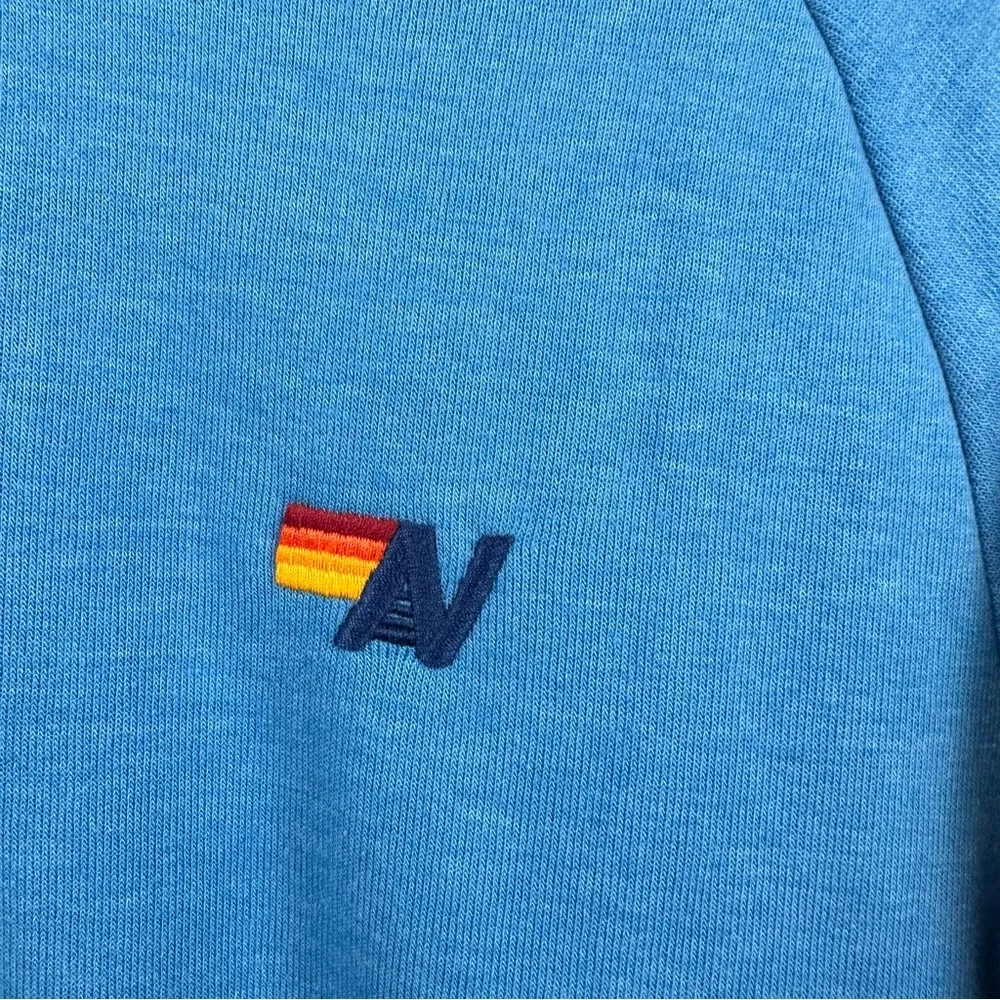 Aviator Nation Crewneck Rainbow Rib Sweatshirt Broken-In Cotton Blend Sky Blue L - Image 3