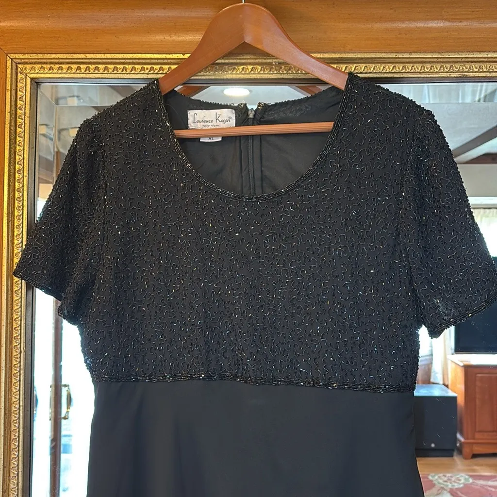 Laurence Kazar Black Beaded Top Formal Dress - Size XL (runs small) - Image 2