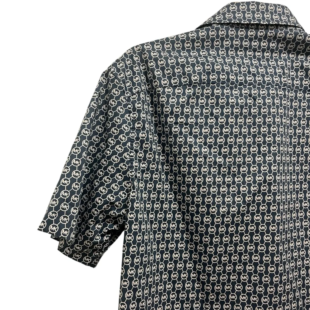 Michael Kors Navy and White Logo Pattern buttons down Shirt - Image 5