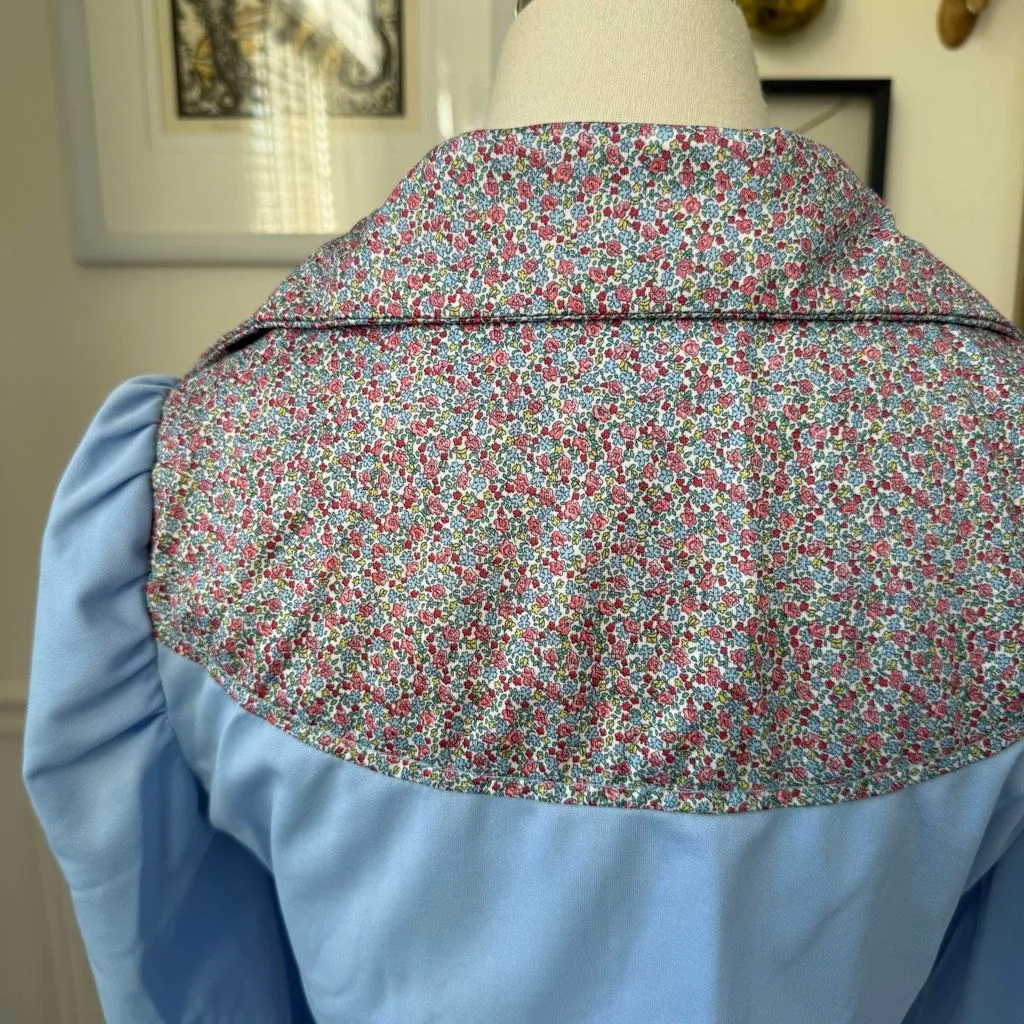 Vintage 70s Country Western Square Dance Dress S Blue - Image 9