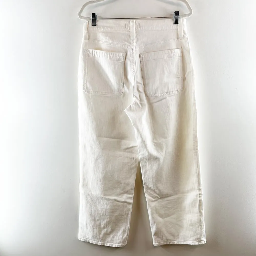 Madewell The Perfect Vintage Wide Leg Crop Jeans Patch Pocket Tile White 10 - Image 10