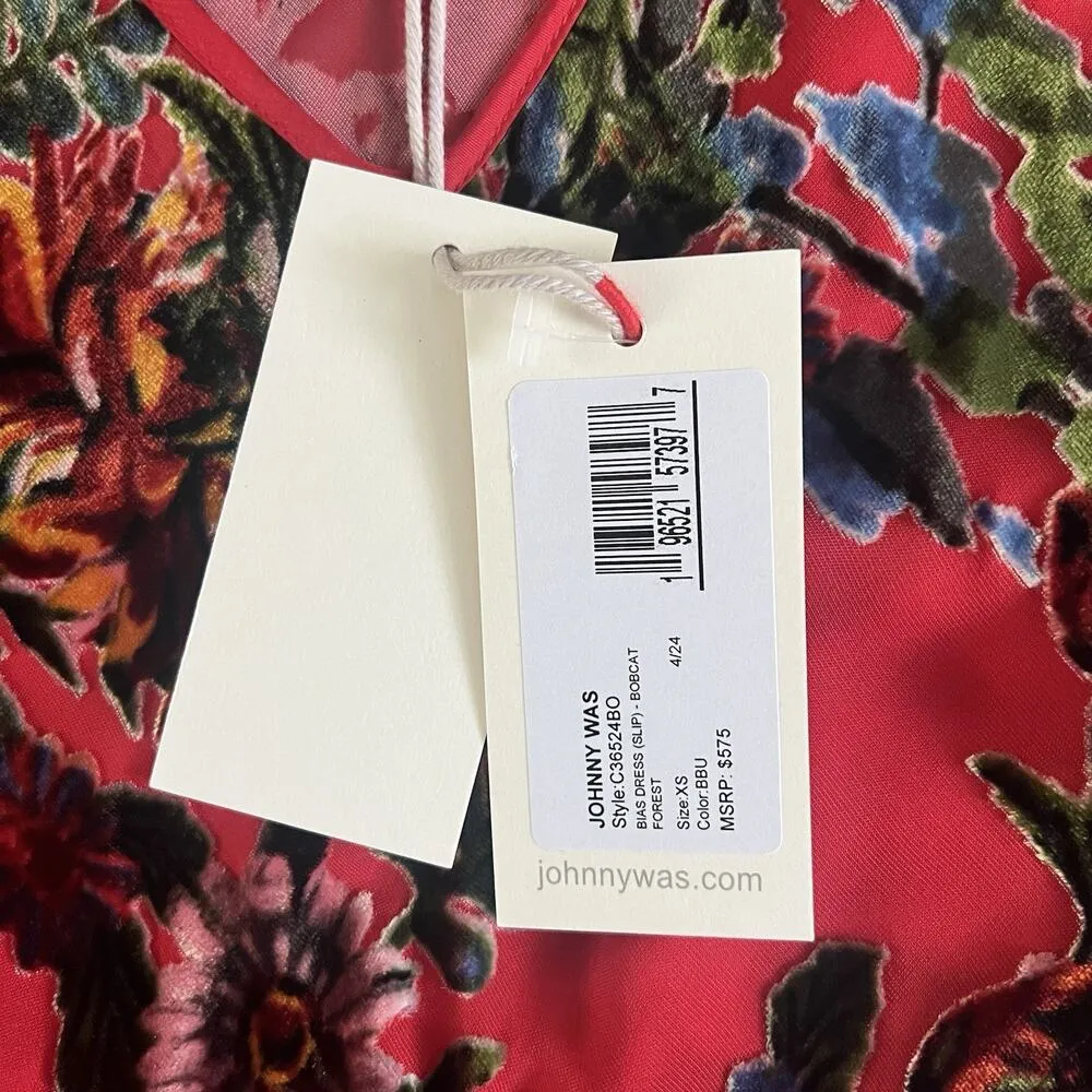 NWT Johnny Was Bias Bobcat Forest Silk Blend Red Floral Maxi Dress - Image 10