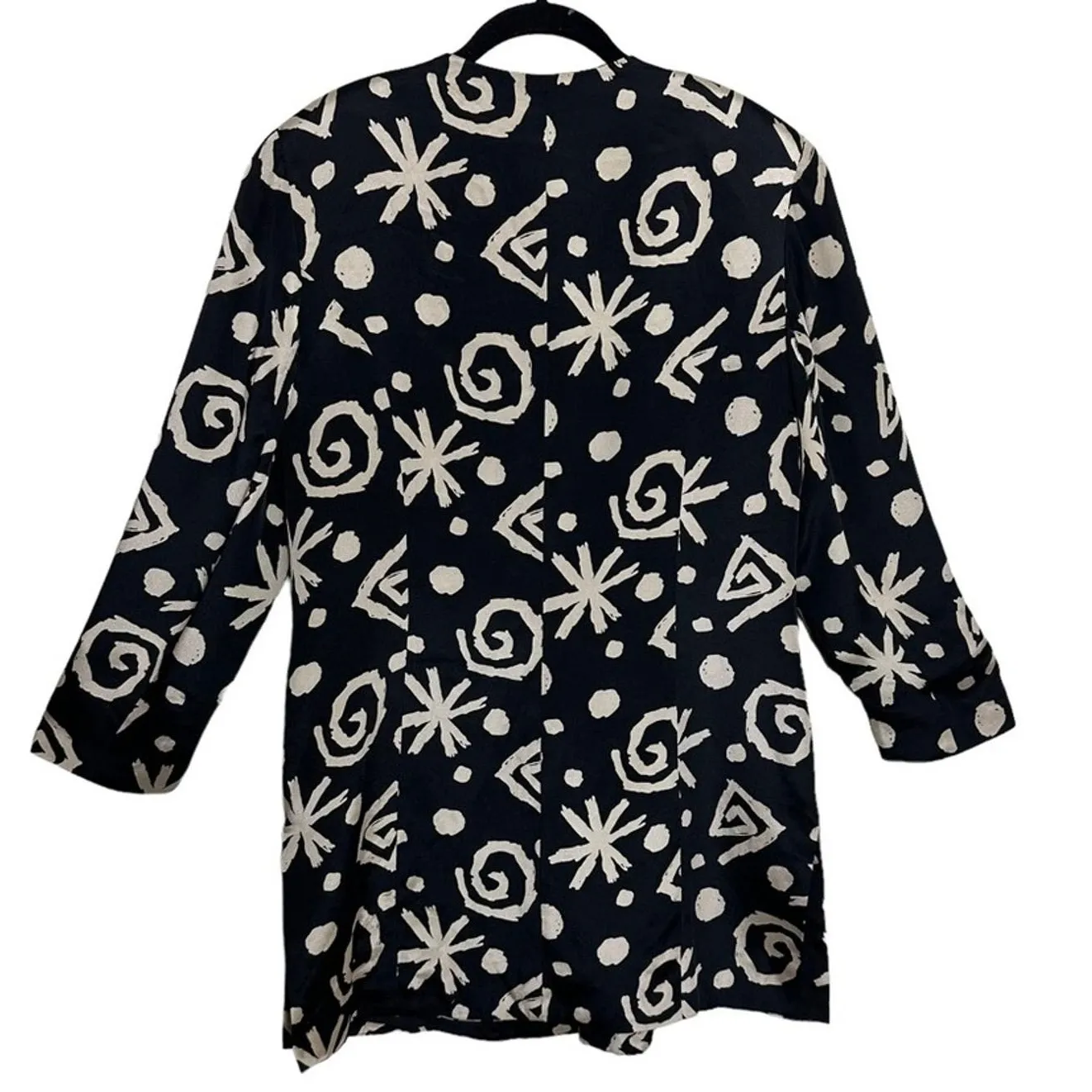 Rickie Freeman Teri Jon Vintage Mini Dress 90s Long Sleeve Black Silk Size 12 - Image 8