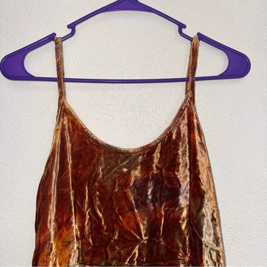 URU Kristine St. Rrik Bronze Crushed Velvet Midi Maxi Dress One Size Tan Size M - Image 3