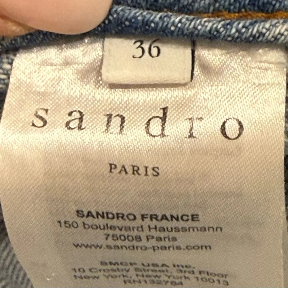 Sandro Paris Jamy Denim Shorts Scarf Belt Tie Button Up Bleu Jean Size 36/4 - Image 8
