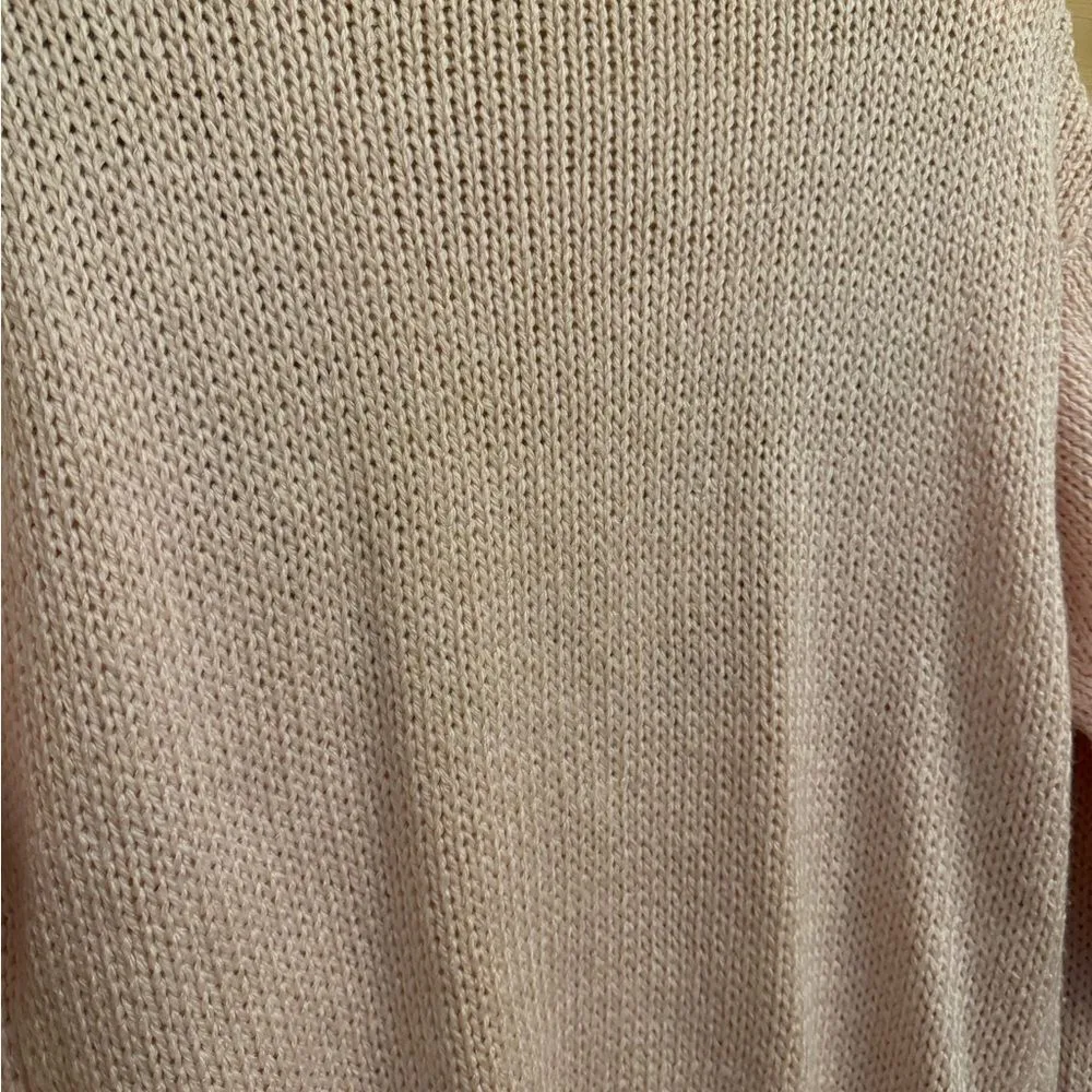 Vintage Diversity Size Large Coquette Girl Floral Fringe Baby Pink Cardigan - Image 9