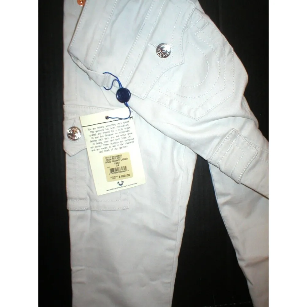 NWT New Womens True Religion Brand Jeans Skinny Cargo Pants 24 Pale Gray Comfy - Image 2