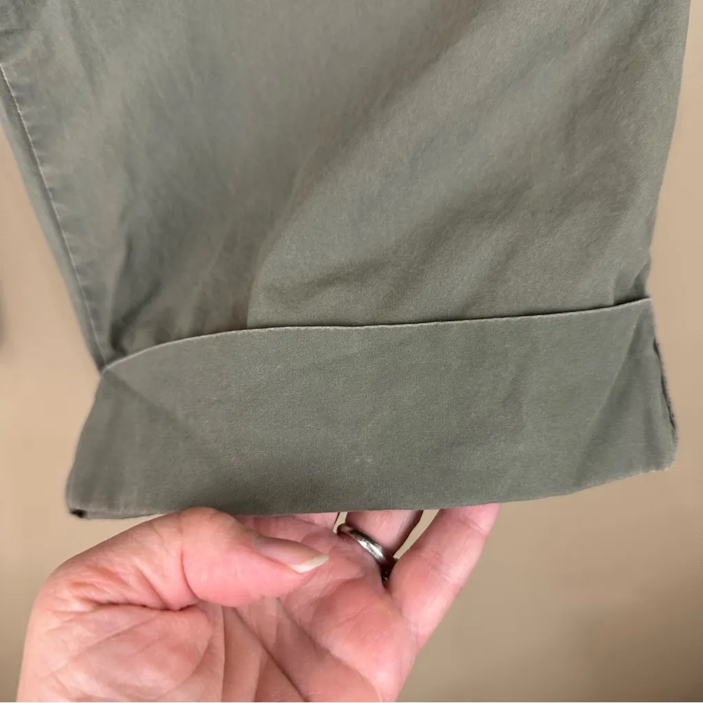 Loft Army Green Cropped Capri Pants with Tie Waist 14 - Image 3