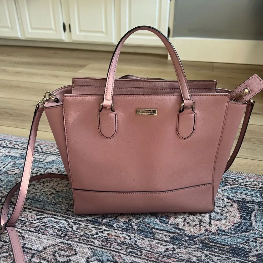Kate Spade Hadlee Laurel Way Dusty Peony Pink Leather Handbag Purse Satchel - Image 15