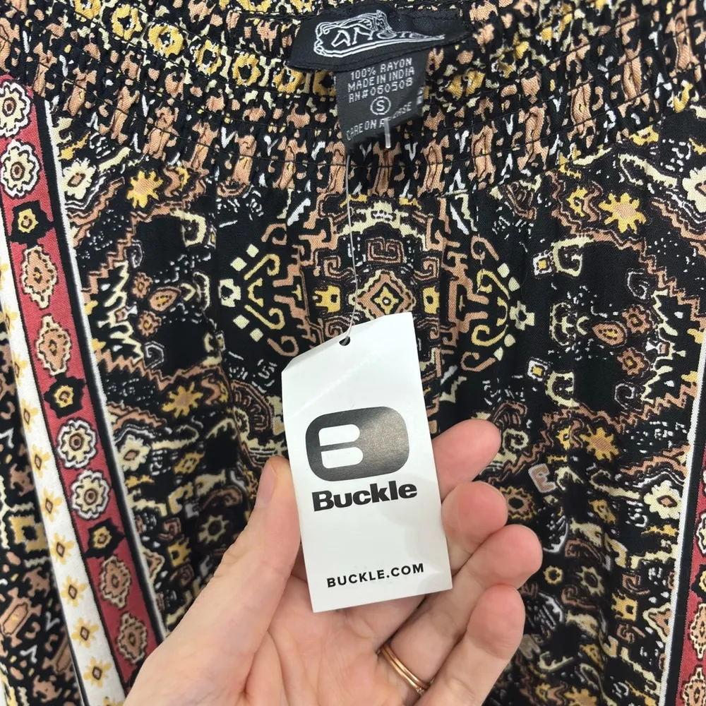 NWT Buckle Angie Boho Midi Skirt in Black and Tan - Size S - Image 7