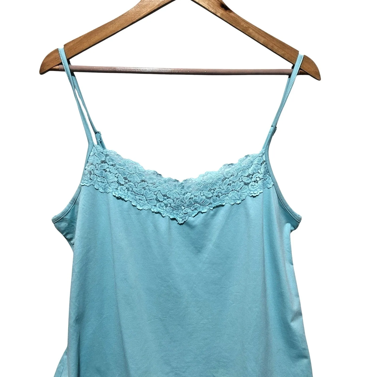 Cato Woman 18/20W Aqua Lace Trim Cami Top Plus Size Adjustable Straps Layering‎ - Image 3