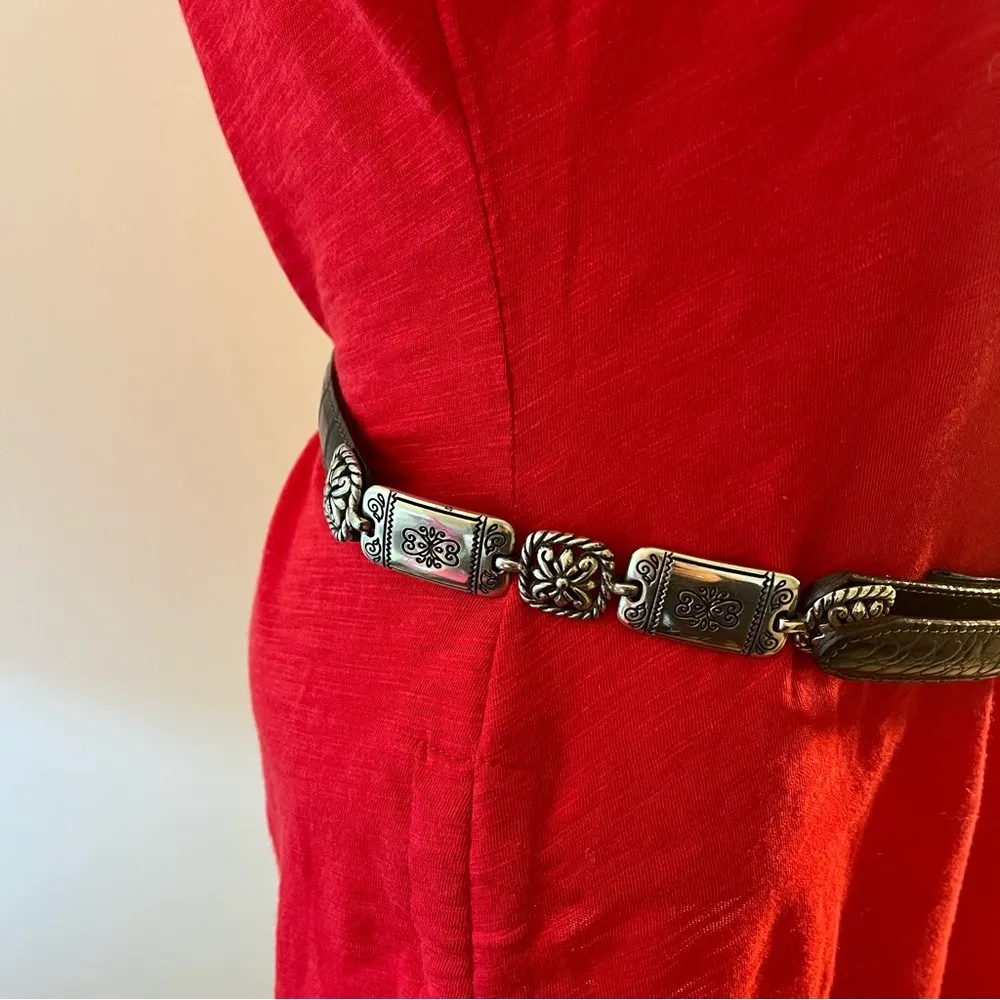 Brighton Dark Brown Leather and Filigree Silvertone Links - Image 3