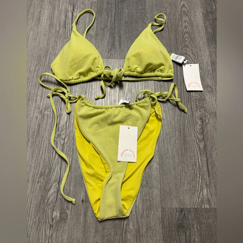 Dippin Daisys Lime Sparkle Bikini Set - Image 2