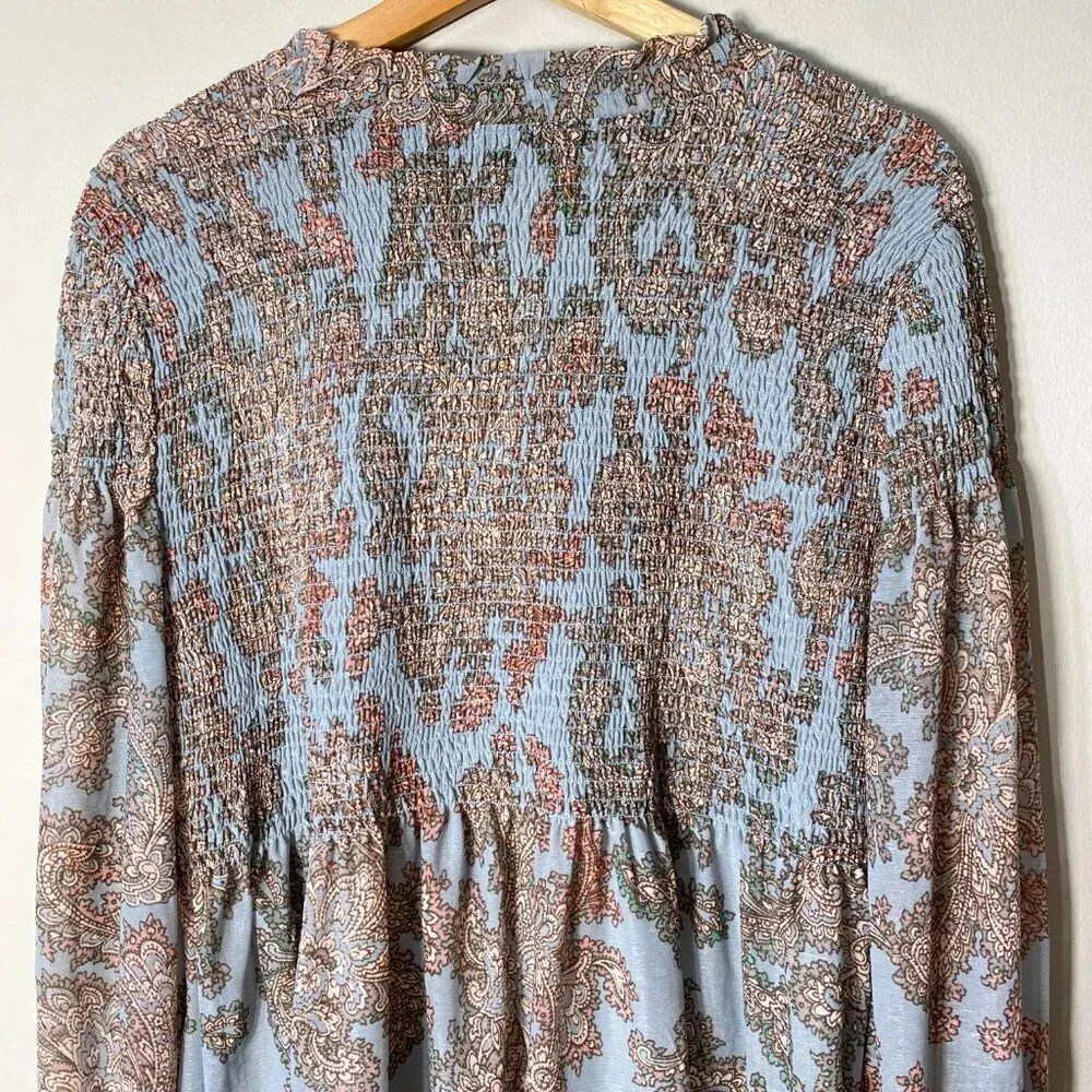 Akemi + Kin Anthropologie Women's Small Adria Paisley Print Shirred Blouse Top - Image 13