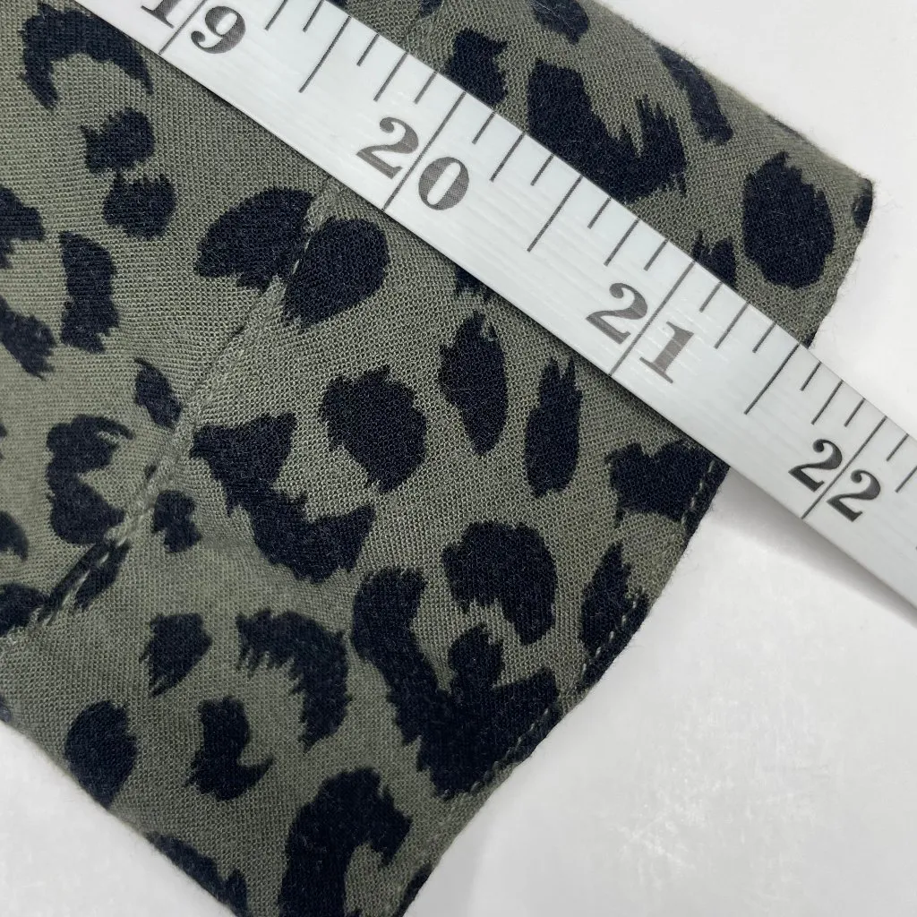 Divided Khaki Green Leopard Print Button Up Tie Waist Mini Dress Sz 12 - Image 8