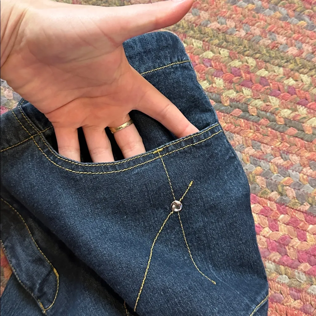 RETRO COSTA BLANCA DARK WASH STUDDED CROP JEANS Blue Size 27 - Image 6