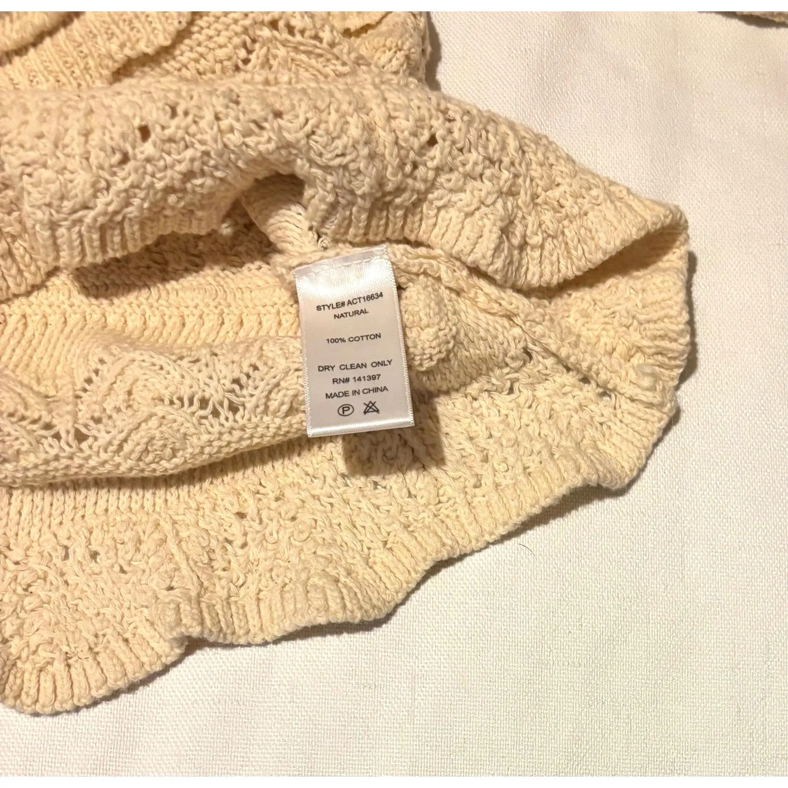 ASTR The Label Hera Crochet Knit Top Cream Womens Open Knit Cottagecore Boho S - Image 6