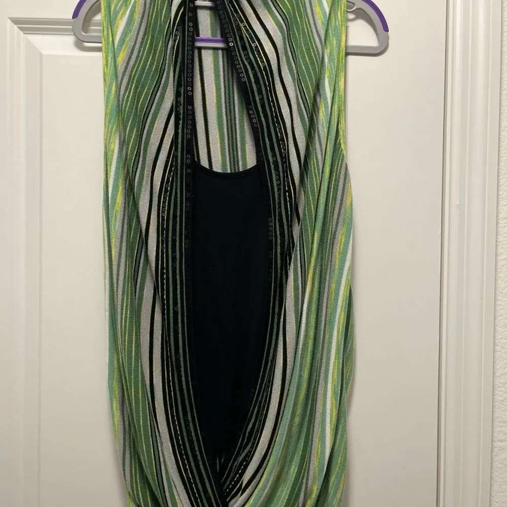 INC International Concepts Open Front Tunic w/att’d Tank Size XL EUC Black - Image 5