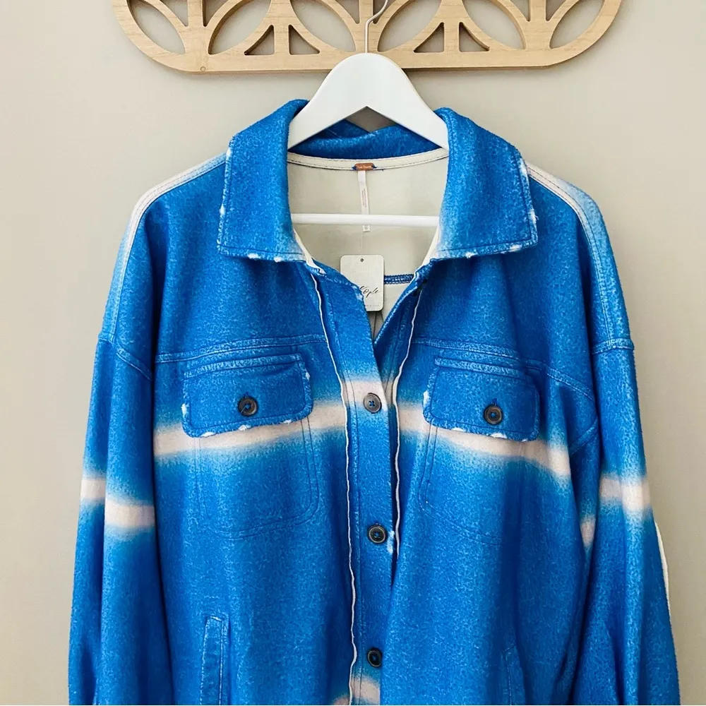 Free People Ruby Fleece Shacket Blue Sz XS - Image 2