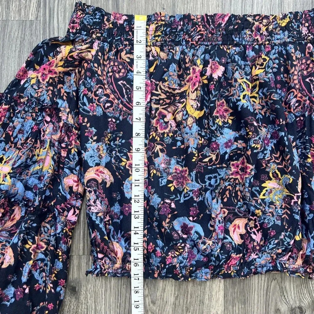 Free Spirit Off The Shoulder Top Size Small Floral Bell Sleeve - Image 5