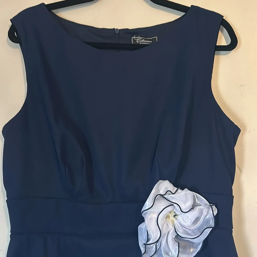 Dress Barn Collection Navy Blue Sleeveless Tiered Dress Sz 16 - Image 3