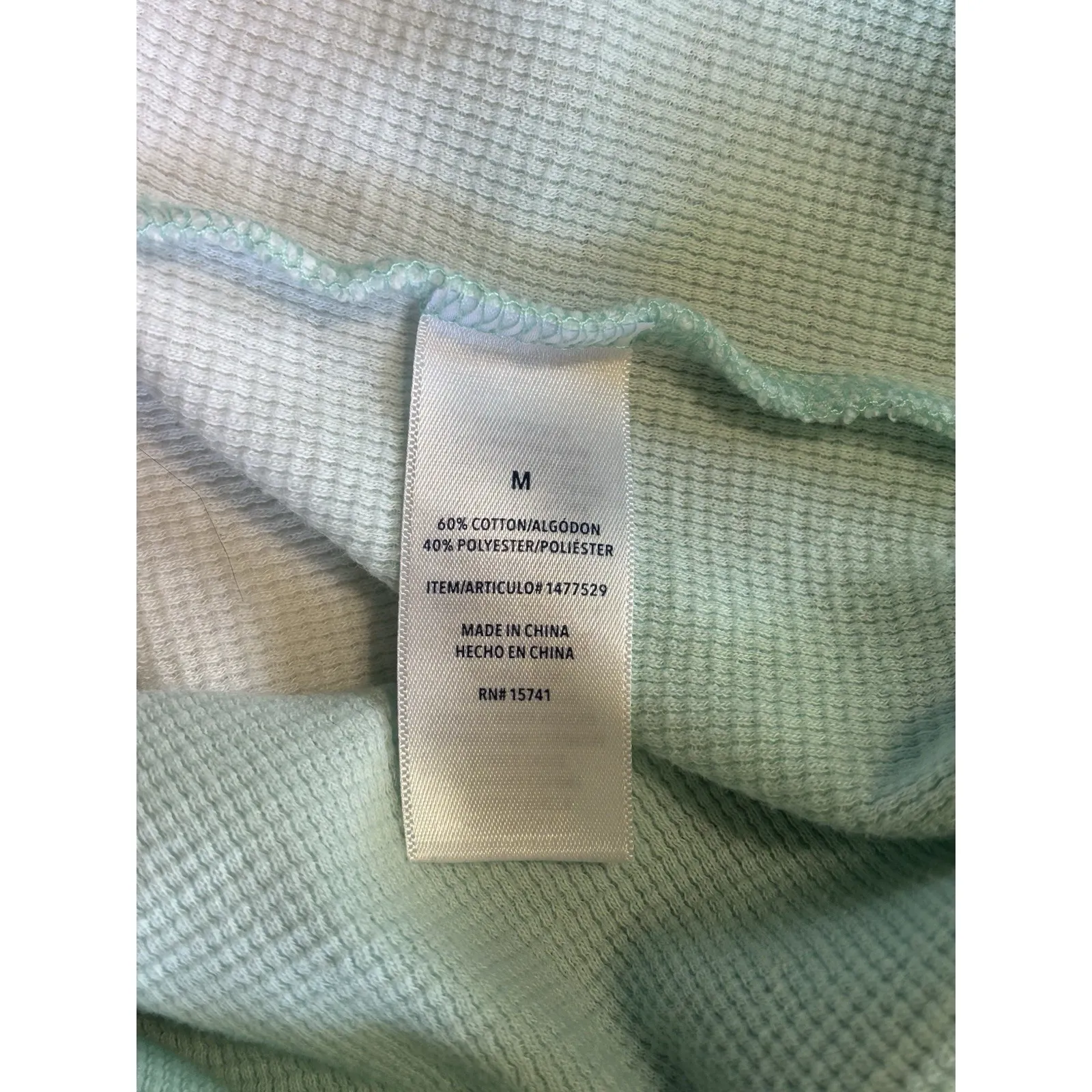 Splendid Tie Dye Peach/Teal‎ Long Sleeve Thermal Knit Top Size Medium Crew - Image 7