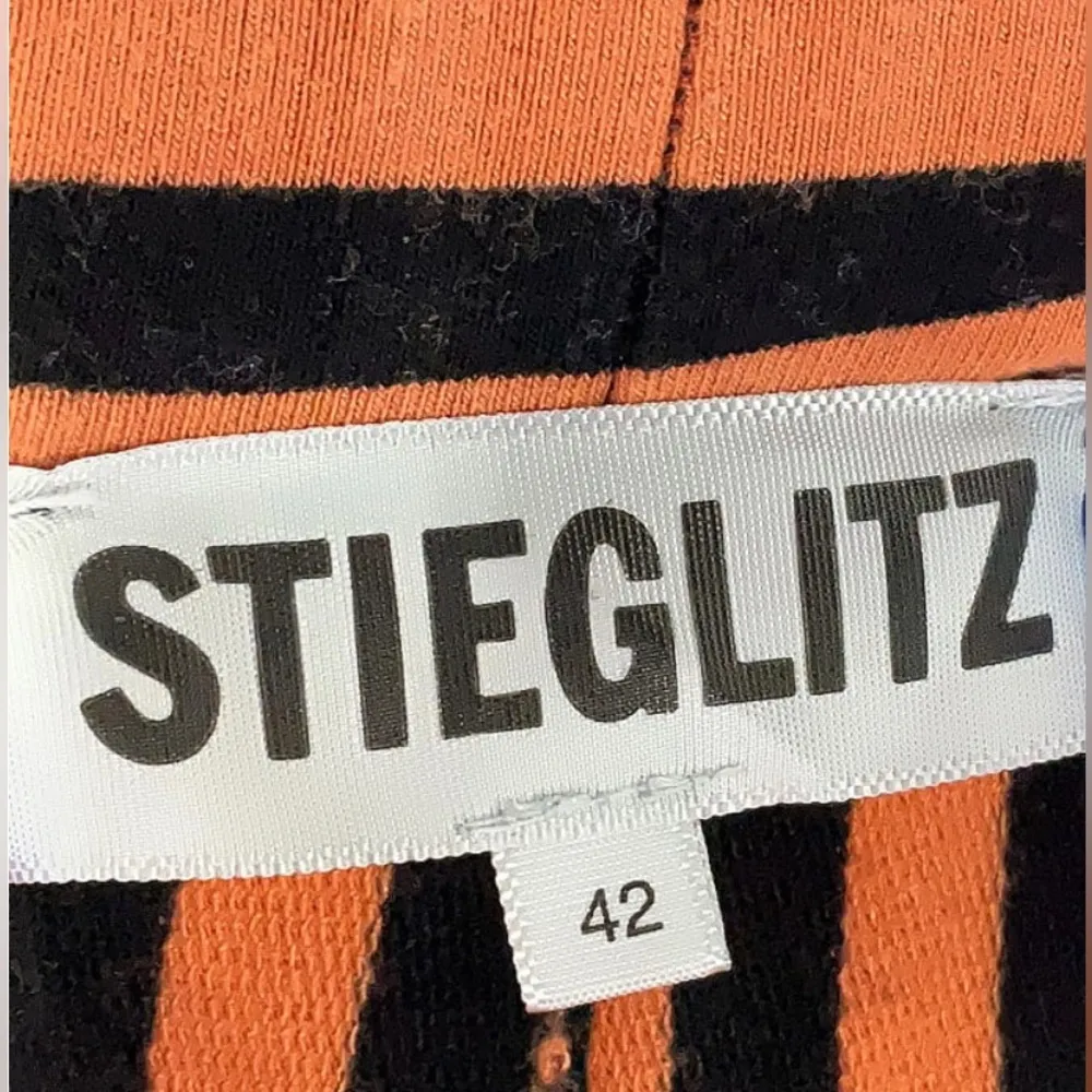 Stieglitz Neva Trousers Flared Striped Leggings Orange & Black Stretchy Pants L - Image 3