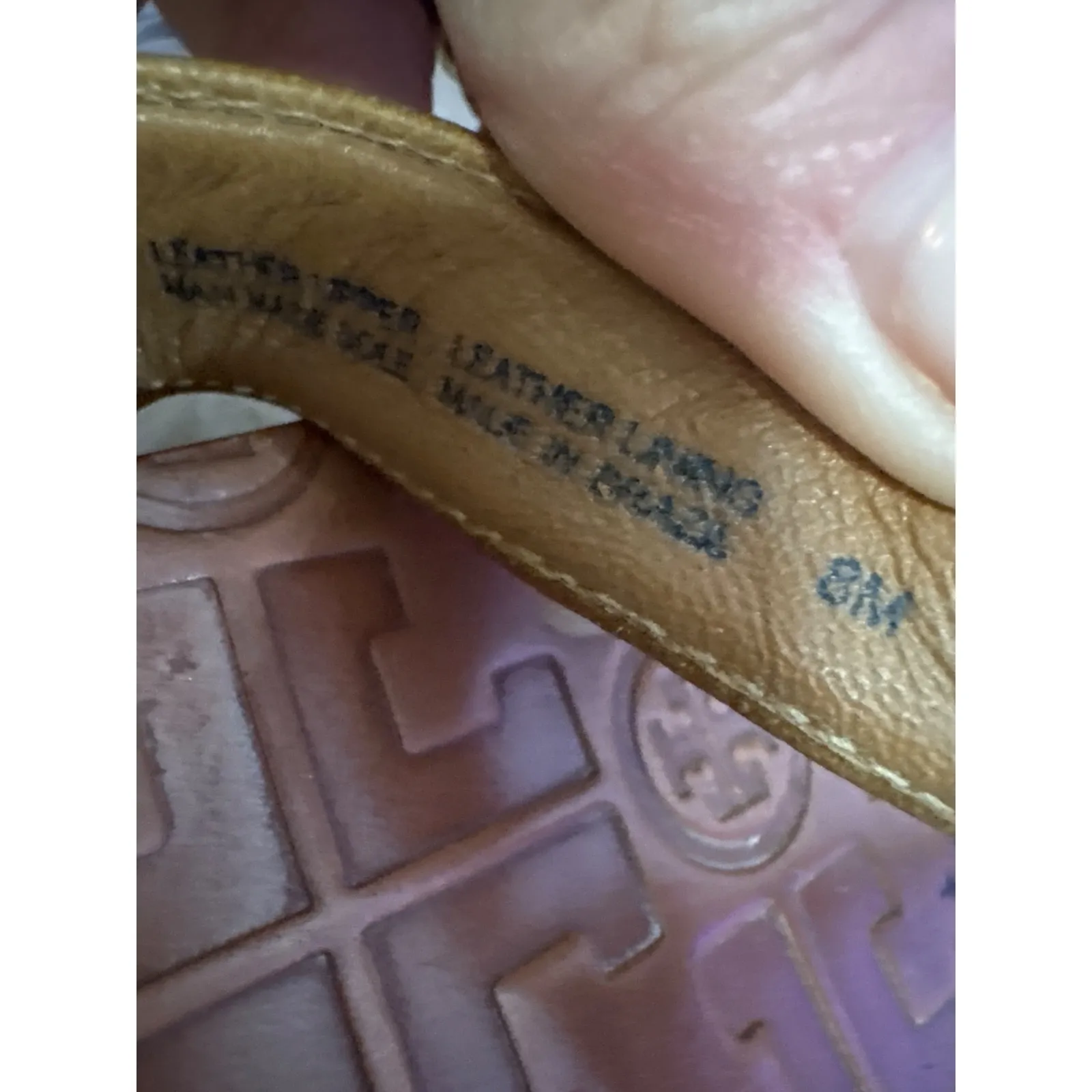 Tory Burch Wedge Flip Flops Tan Leather Cork Platform Thong Sandals Women's 8 - Image 8