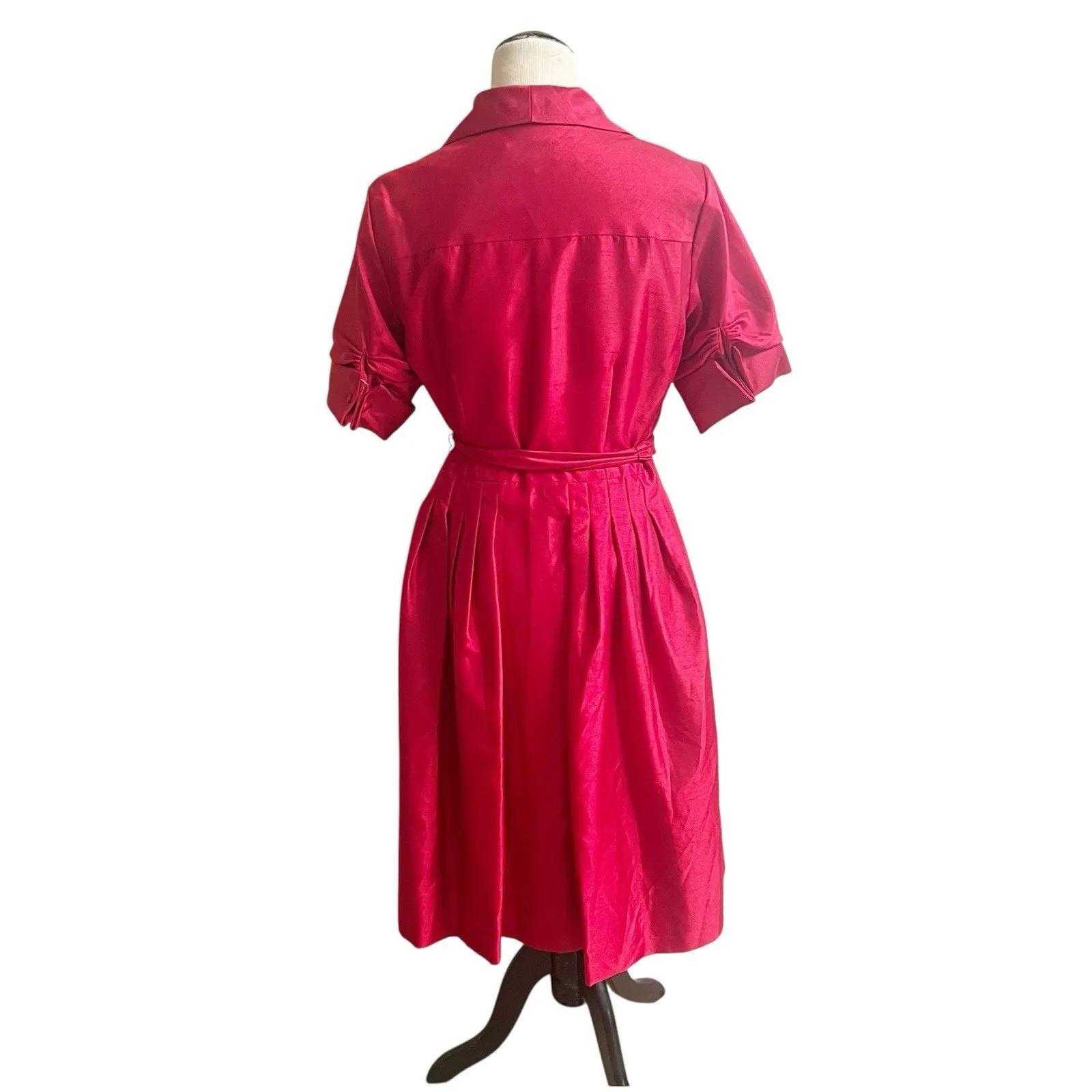 Alfani Retro Style Women’s Cocktail Party Dress Size 10 Shimmer Red Tie Waist - Image 2