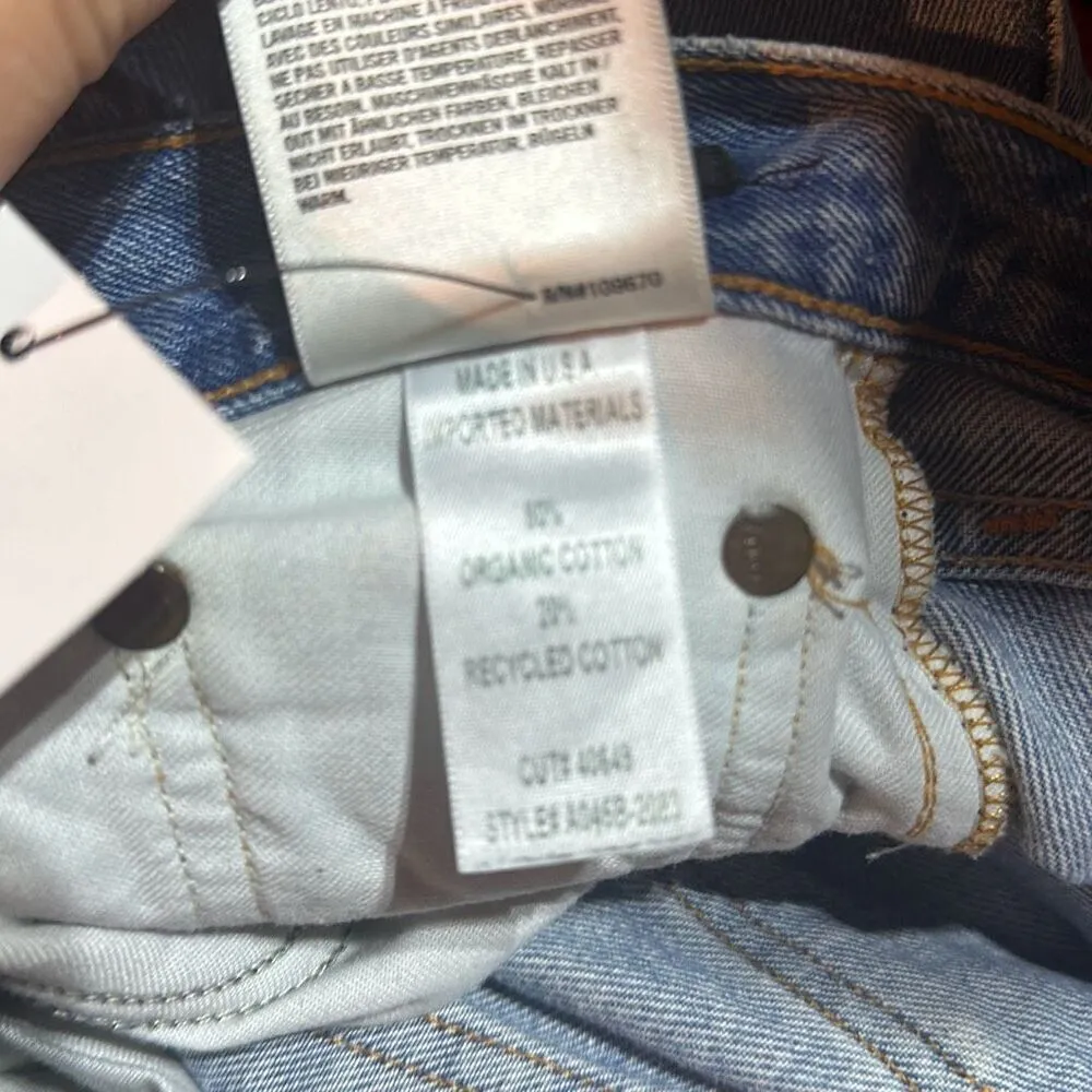 Agolde Distressed Straight Cropped Feel Good Jeans Blue Denim Light Wash Size 24 - Image 14