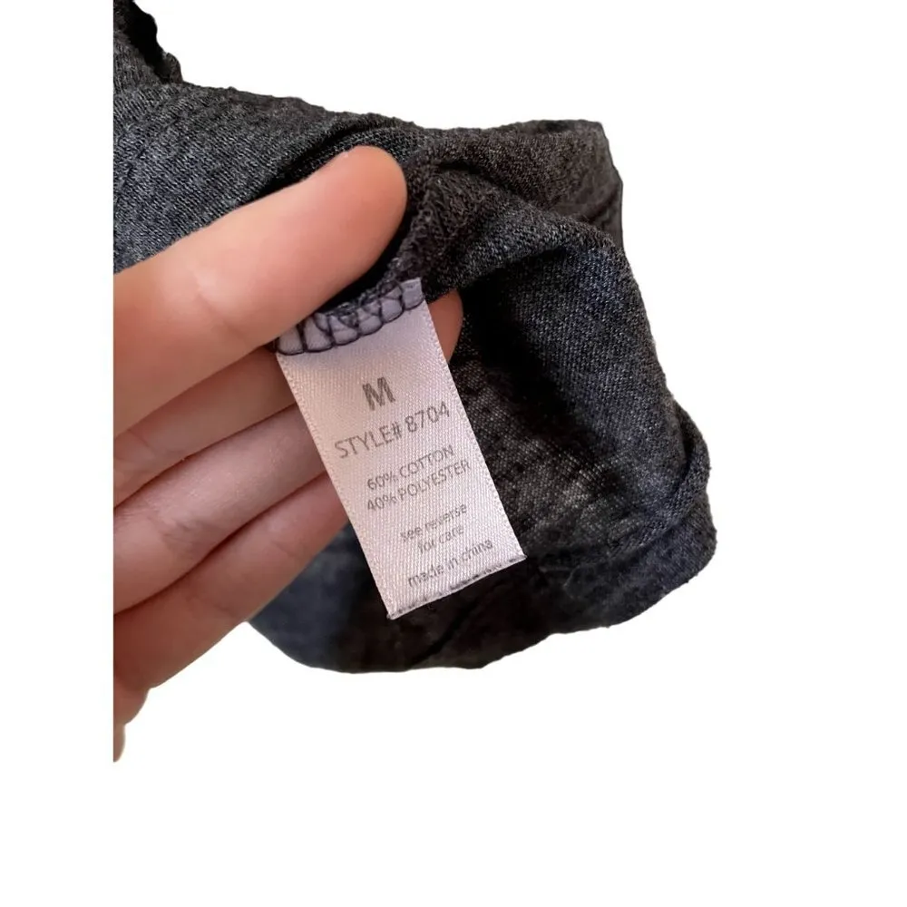 Gray cotton long sleeved top comfortable casual shirt scoop neck Size M - Image 4