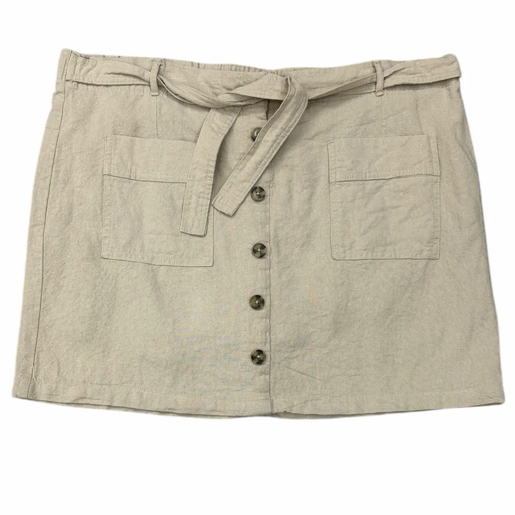 Beige Khaki Linen Blend Button Front Skort Womens Petite XL Tan Size undefined - Image 3